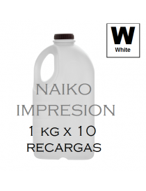 Recarga tóner Oki Pro7411WT Blanco. Botella de 1kg que permite hacer 10 recargas al cartucho