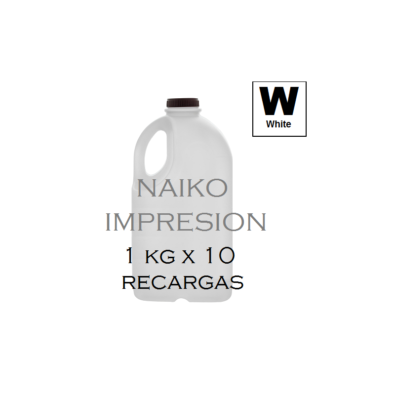 Recarga tóner Oki Pro7411WT Blanco. Botella de 1kg que permite hacer 10 recargas al cartucho
